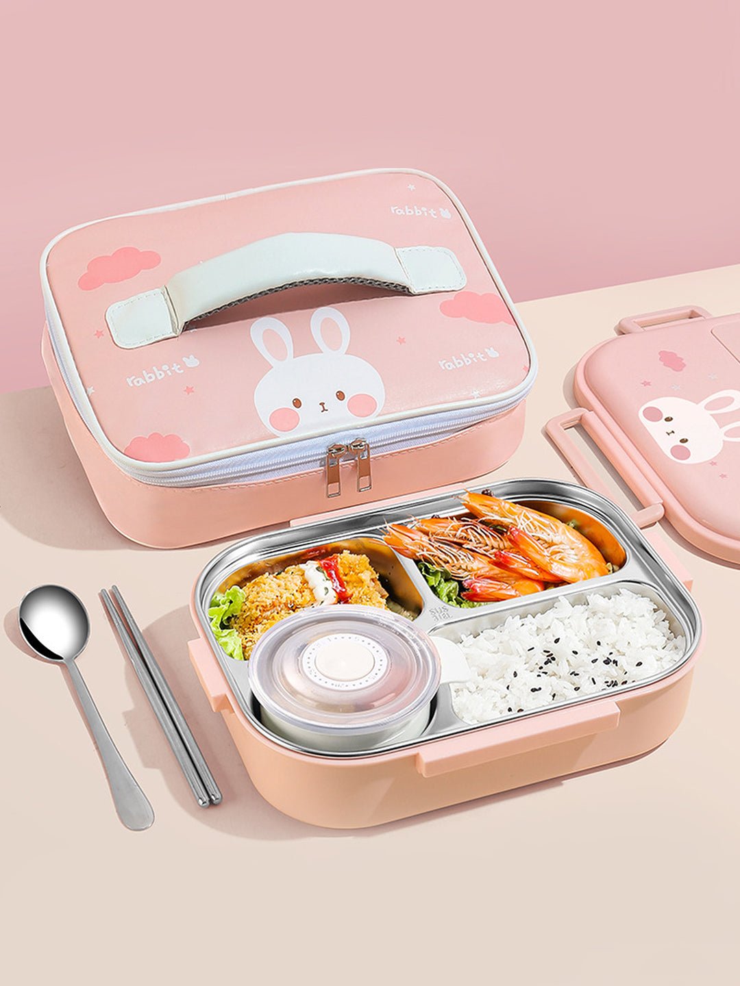 Little Surprise Box, Big Size Stainless Steel Lunch Box with Lunch Bag & free Dip Box - LSB - LB - CLOUDBUNY - LBAG
