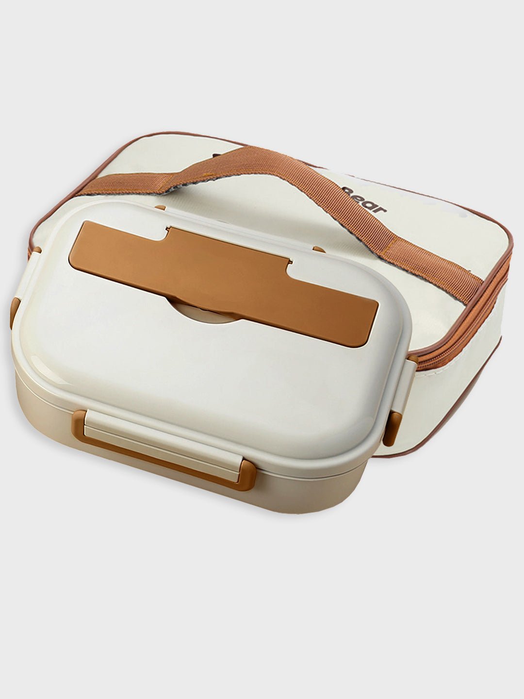 Little Surprise Box, Big Size Stainless Steel Lunch Box with Lunch Bag & free Dip Box - LSB - LB - BRWNCREAM - LBAG