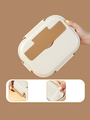 Little Surprise Box, Big Size Stainless Steel Lunch Box with Lunch Bag & free Dip Box - LSB - LB - BRWNCREAM - LBAG