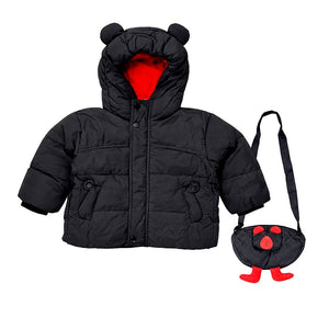 Little Surprise Box Black 3D Ears Teddy Themed Quilted Hooded Winter Jacket for Kids - 4 - 5Y Kids Sweater