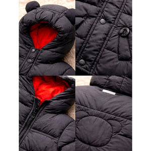 Little Surprise Box Black 3D Ears Teddy Themed Quilted Hooded Winter Jacket for Kids - 4 - 5Y Kids Sweater