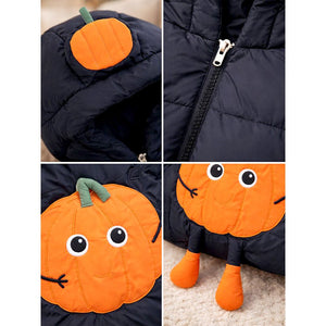 Little Surprise Box Black 3D Pumpkin Hooded Winter Puffer Jacket for Kids - 3 - 4 Years Kids Sweater