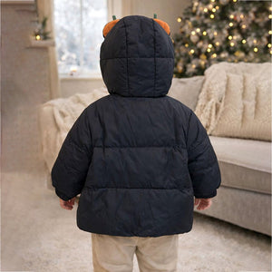 Little Surprise Box Black 3D Pumpkin Hooded Winter Puffer Jacket for Kids - 3 - 4 Years Kids Sweater