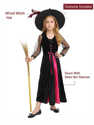 Little Surprise Box, Black and Pink Witch, Kids Halloween Costume Fancy Dress Up - LSB - HWC - BLKPNKWITCH - 7 - 8Y