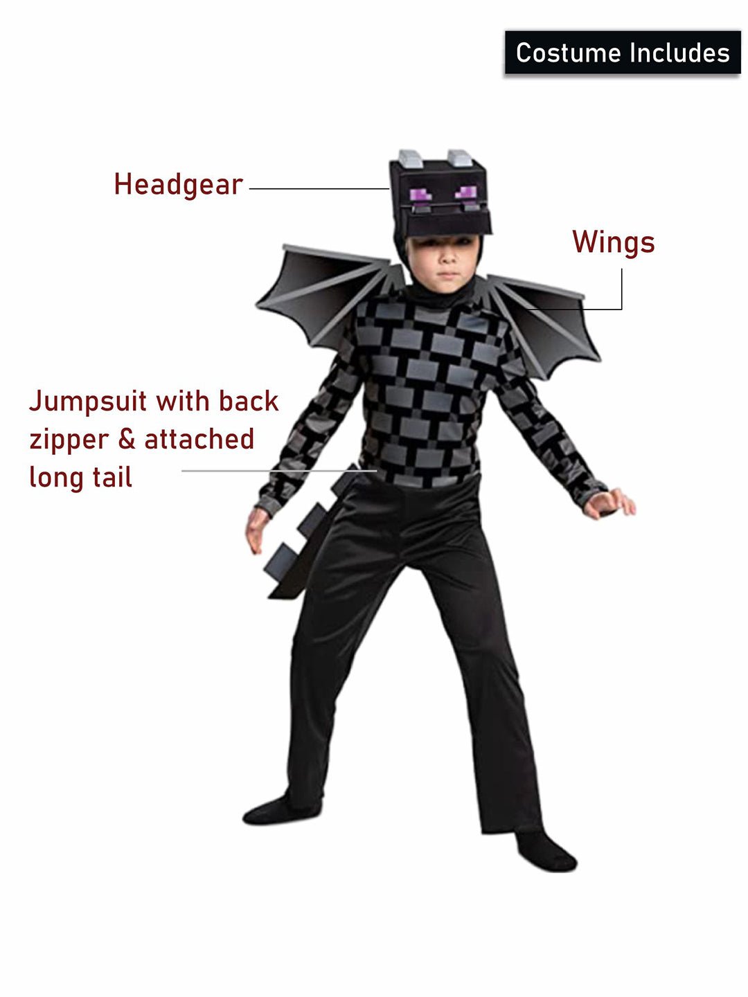 Little Surprise Box, Black Baby Dragon, Kids Halloween Costume Fancy Dress Up - LSB - HWC - BLCKDRAGON - 4 - 6Y