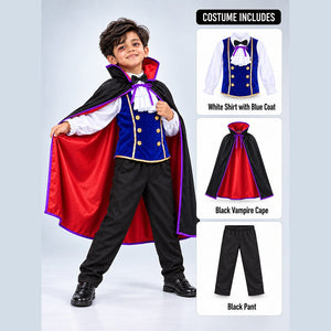 Little Surprise Box, Black & Blue Coat Vampire, Kids Halloween Costume Fancy Dress Up - l Halloween Costumes