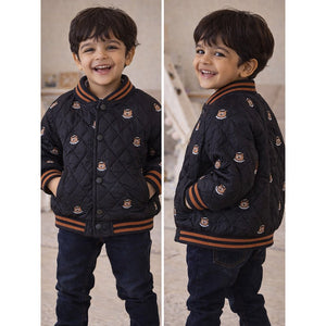 Little Surprise Box Black Brown Tiny Bear Quilted Sherpa Winter Jacket for Kids - 2 - 3Y Kids Sweater
