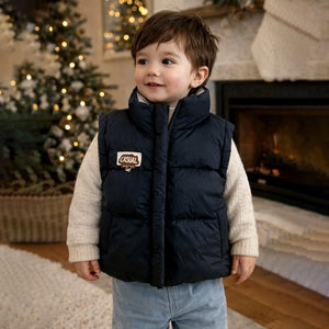 Little Surprise Box Black Checks Collar Quilted Sleeveless Winter Vest Jacket for Kids - 4 - 5Y Kids Sweater