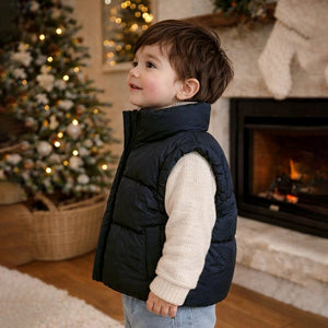 Little Surprise Box Black Checks Collar Quilted Sleeveless Winter Vest Jacket for Kids - 4 - 5Y Kids Sweater