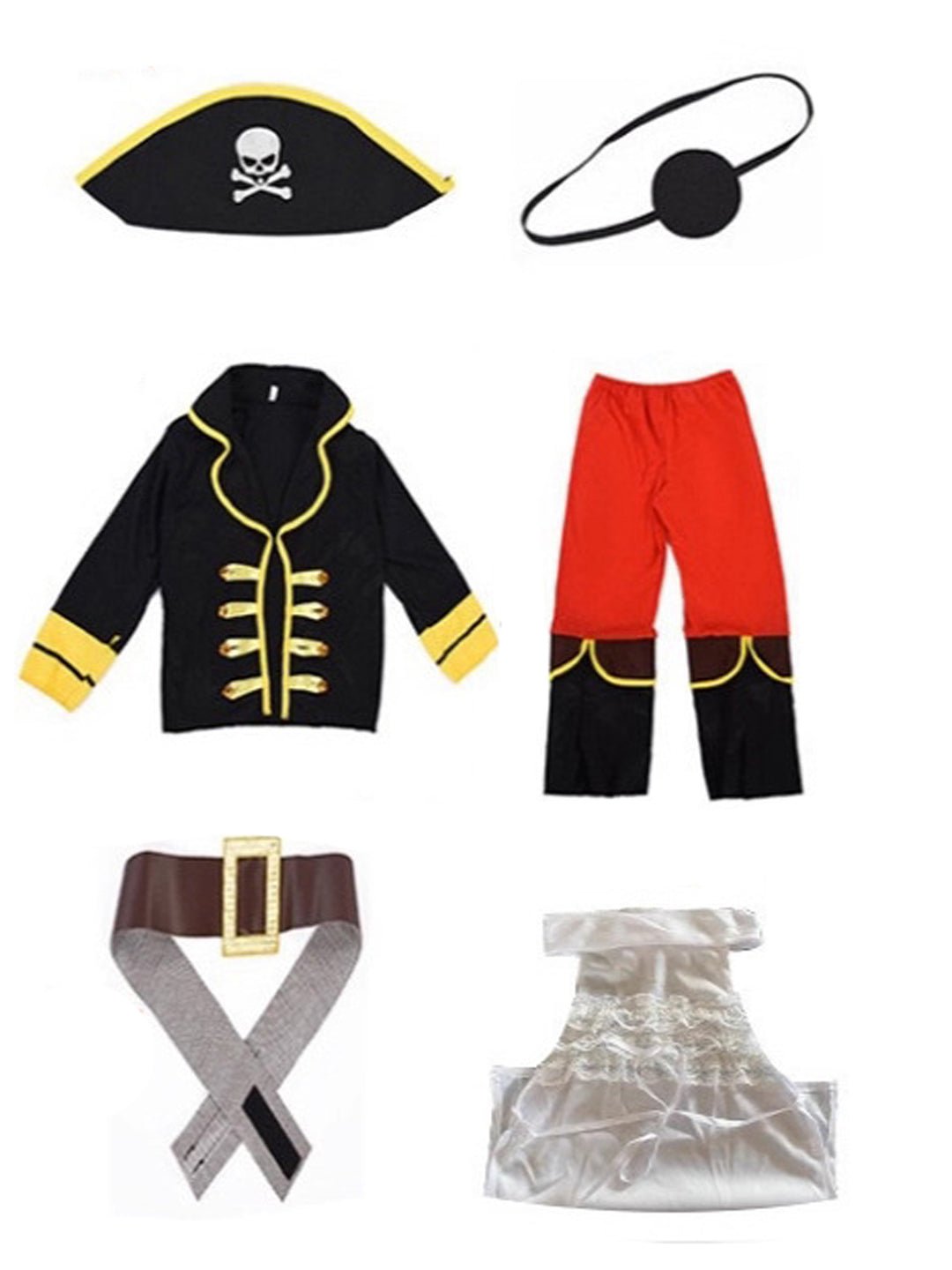 Little Surprise Box, Black Coat one eye Pirate , Kids Halloween Costume Fancy Dress Up - LSB - HWC - BLKCOATPIRATE - 4 - 6Y
