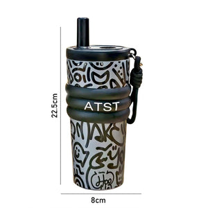 Little Surprise Box Black Doodle 550ml Stainless Steel Tumbler - Water Bottle