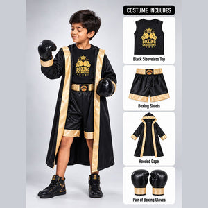Little Surprise Box, Black & Gold Boxer, Kids Halloween Costume Fancy Dress Up - 120 Halloween Costumes