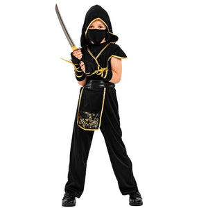 Little Surprise Box Black & Gold Dragon Ninja Halloween Costume for Kids - 7-9 Years Halloween
