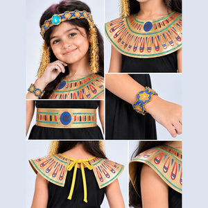 Little Surprise Box, Black & Gold Egyptian Pharaoh Girl, Kids Halloween Costume Fancy Dress Up - M Halloween Costumes