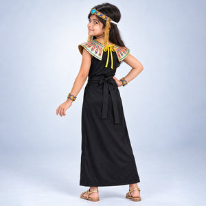 Little Surprise Box, Black & Gold Egyptian Pharaoh Girl, Kids Halloween Costume Fancy Dress Up - M Halloween Costumes