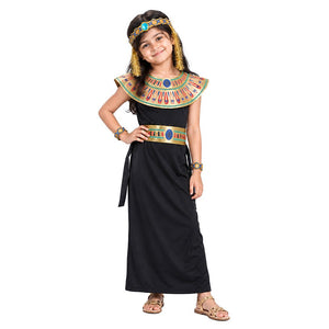 Little Surprise Box, Black & Gold Egyptian Pharaoh Girl, Kids Halloween Costume Fancy Dress Up - M Halloween Costumes