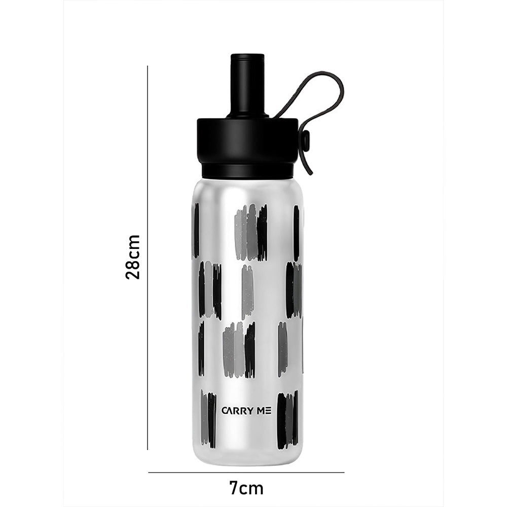 Little Surprise Box Black Jumbo Straw Stainless Steel Water Bottle 700ml - Water Bottle