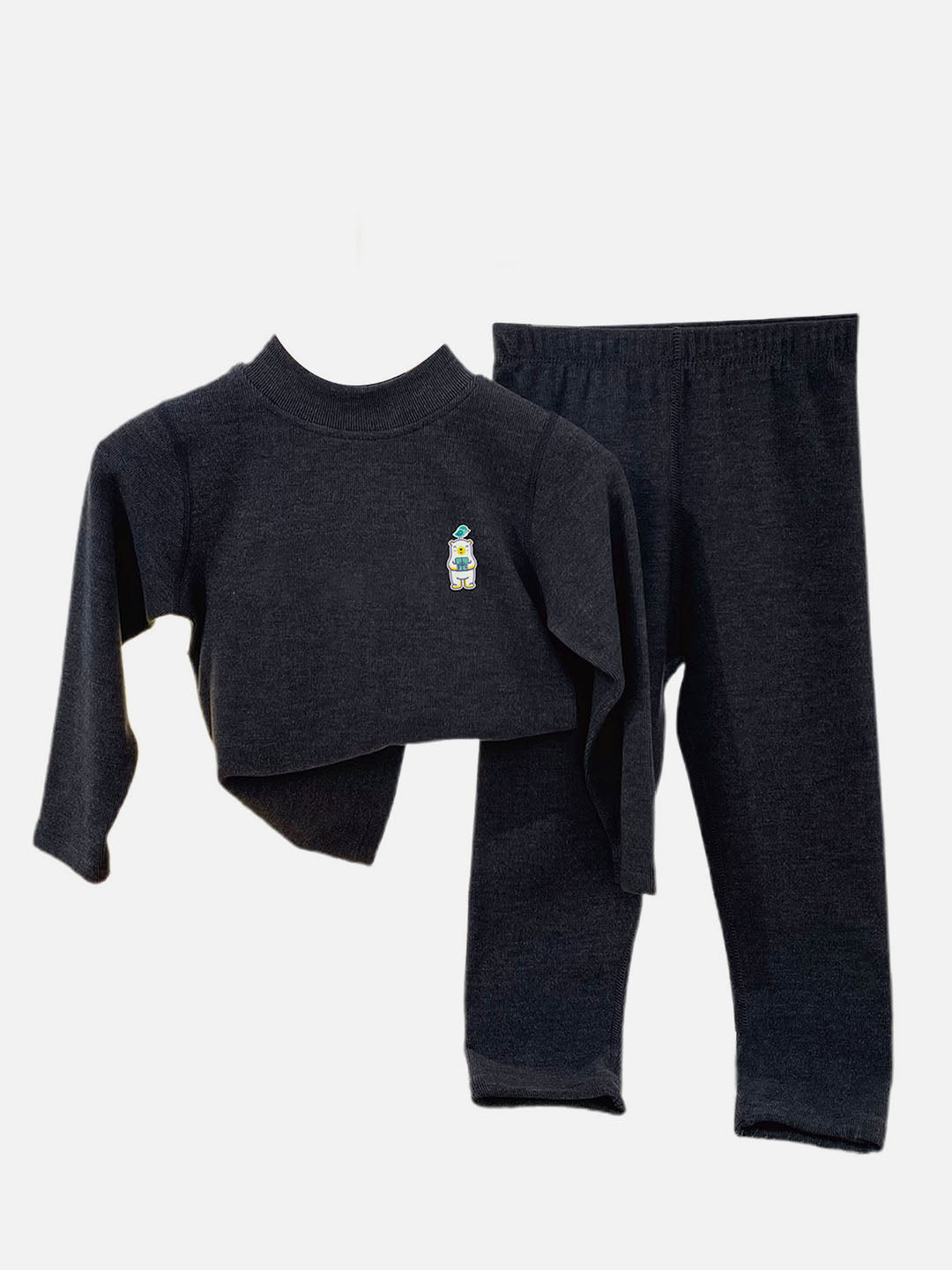 Little Surprise Box Black Kelly Crew Neck Upper & Lower Body Thermal Winter Warmers For Kids - Set Of 2 Pcs - LSB - THM - BLACKKELLY - 2 - 3YR