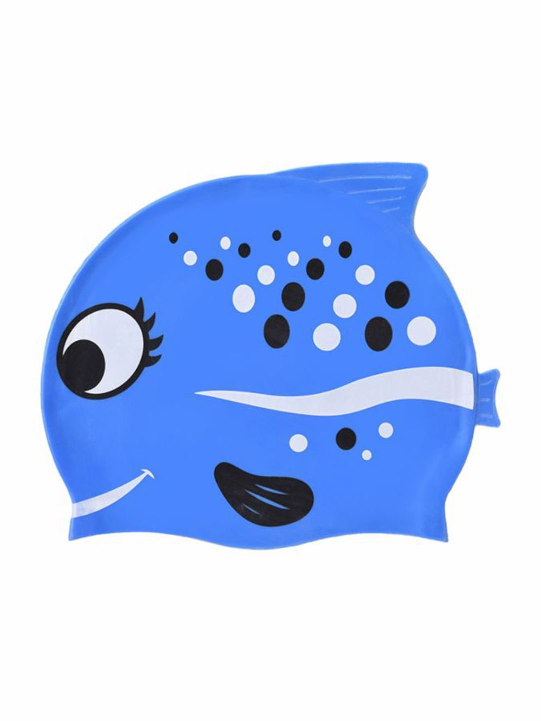 Little Surprise Box, Black Polka Blue Fishy , Silicone Kids Swim Cap - LSB - SWCAP - BLCKPOLKA - BLU