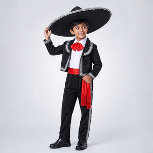 Little Surprise Box, Black & Red Mexican Mariachi Boys, Kids Halloween Costume Fancy Dress Up - 130 Halloween Costumes
