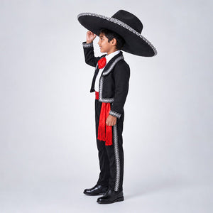Little Surprise Box, Black & Red Mexican Mariachi Boys, Kids Halloween Costume Fancy Dress Up - 130 Halloween Costumes