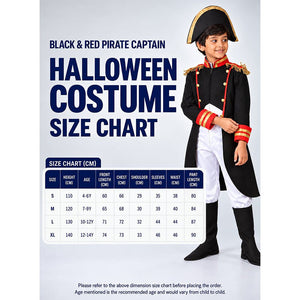 Little Surprise Box, Black & Red Pirate Captain, Kids Halloween Costume Fancy Dress Up - M Halloween Costumes