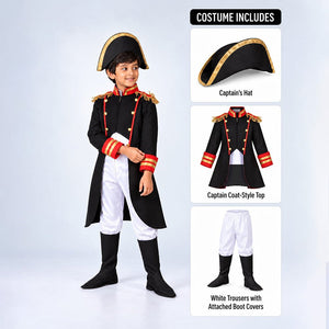 Little Surprise Box, Black & Red Pirate Captain, Kids Halloween Costume Fancy Dress Up - M Halloween Costumes
