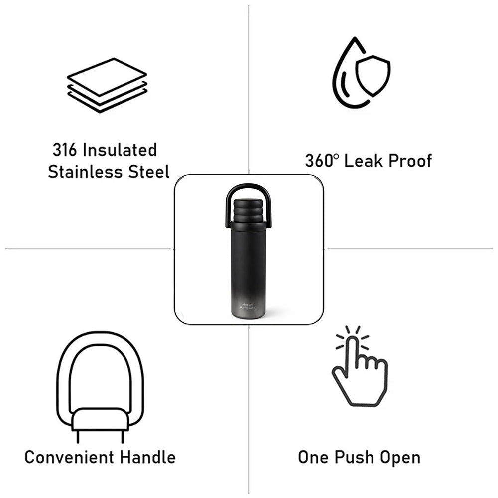 Little Surprise Box Black Stainless Steel Kids Water Bottle – 500ml - Water Bottle