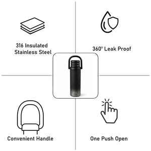 Little Surprise Box Black Stainless Steel Kids Water Bottle – 500ml - Water Bottle