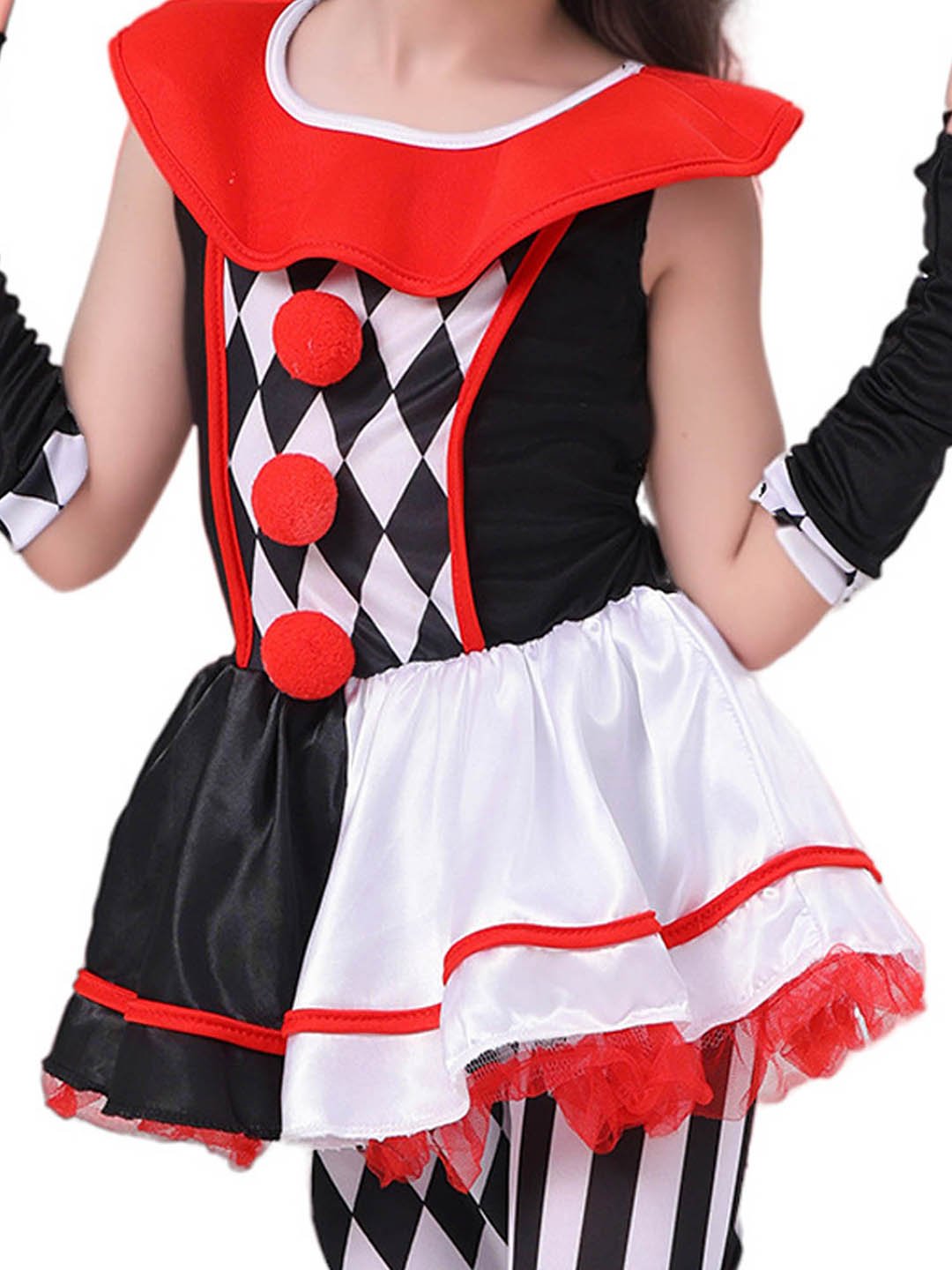 Little Surprise Box Black & White checkered Joker Jester Kids Halloween Costume Dress Up - LSB - HWC - BLKWHTEJOKER - 4 - 6Y