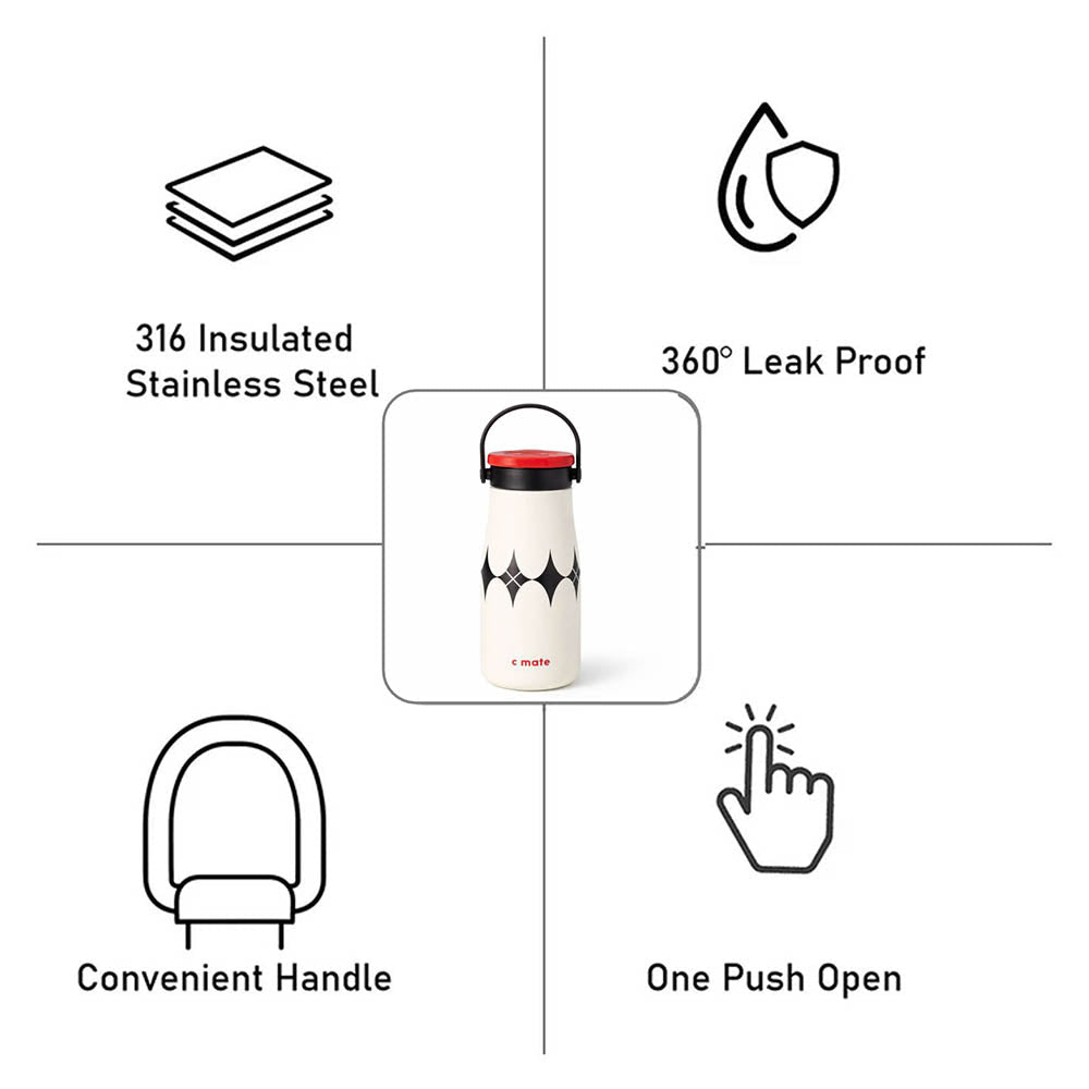 Little Surprise Box Black & White Moo Series Thermos Bottle – 600ml - Water Bottle