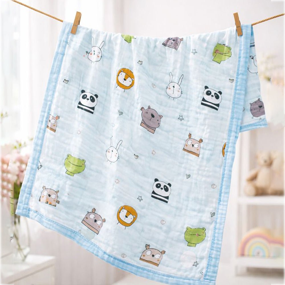 Little Surprise Box Blue Animal Kingdom Muslin Cotton Baby Blanket - Baby Blanket