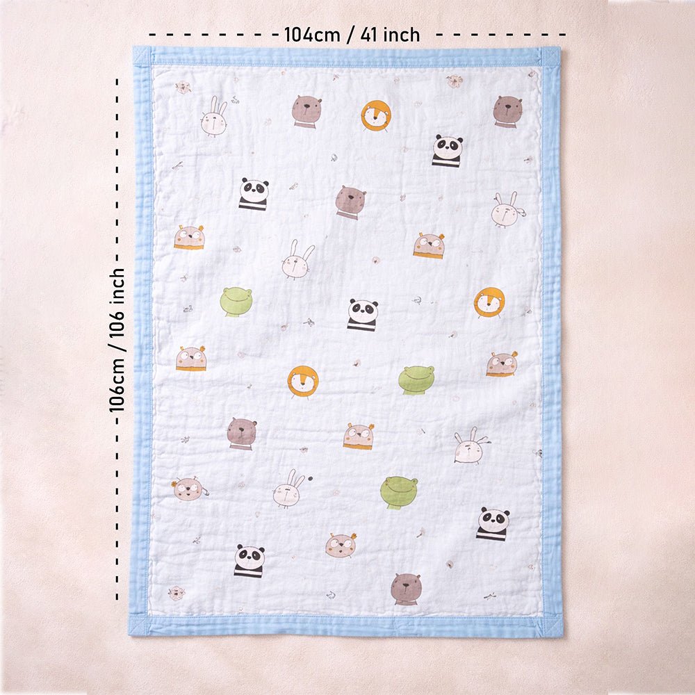 Little Surprise Box Blue Animal Kingdom Muslin Cotton Baby Blanket - Baby Blanket