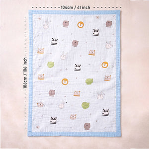 Little Surprise Box Blue Animal Kingdom Muslin Cotton Baby Blanket - Baby Blanket