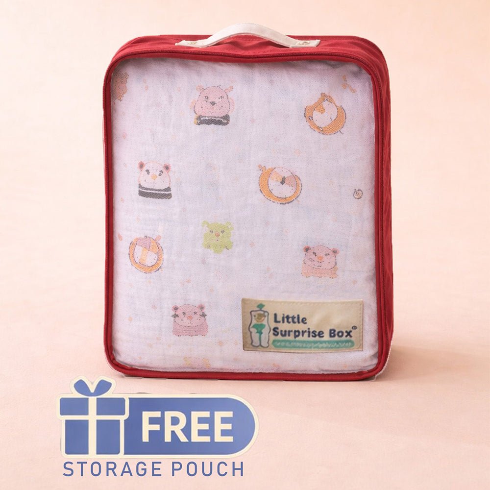 Little Surprise Box Blue Animal Kingdom Muslin Cotton Baby Blanket - Baby Blanket