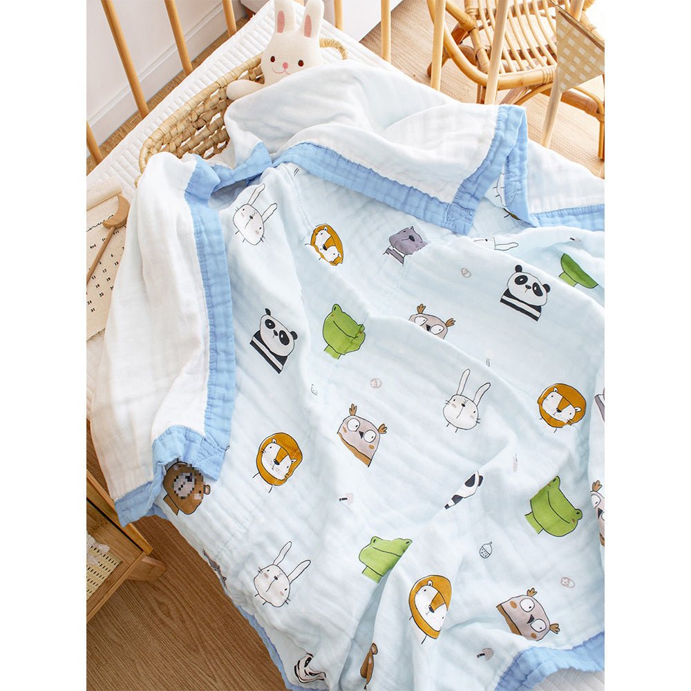Little Surprise Box Blue Animal Kingdom Muslin Cotton Baby Blanket - Baby Blanket