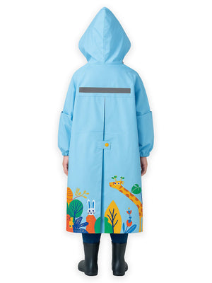 Little Surprise Box, Blue Animal Print knee length Raincoat for Kids & Teens - LSB - RC - BLU - ANIMLPRNT - L
