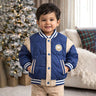 Little Surprise Box Blue & Beige Varsity Winter Jacket for Kids - 3 - 4Y Kids Sweater