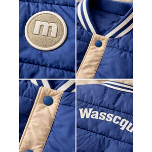 Little Surprise Box Blue & Beige Varsity Winter Jacket for Kids - 3 - 4Y Kids Sweater
