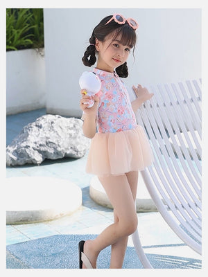Little Surprise Box Blue Big Floral Tutu Style Swimwear for Toddlers & Kids - Kids Swimwear