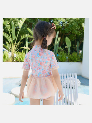 Little Surprise Box Blue Big Floral Tutu Style Swimwear for Toddlers & Kids - Kids Swimwear