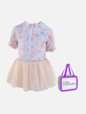 Little Surprise Box Blue Big Floral Tutu Style Swimwear for Toddlers & Kids - LSB-SW-BLUFLRTUTU100