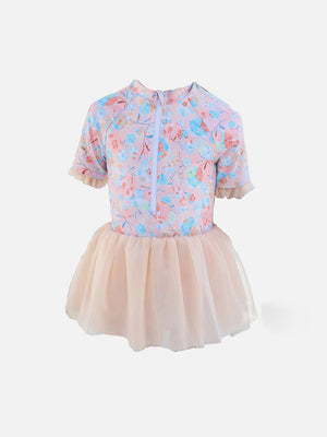 Little Surprise Box Blue Big Floral Tutu Style Swimwear for Toddlers & Kids - Kids Swimwear