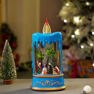 Little Surprise Box Blue Candle, with Musical Glitter Water and Lights, Christmas home décor and decoration - Christmas Decor
