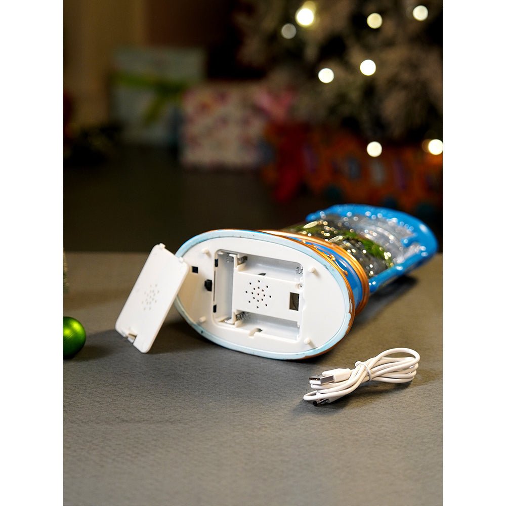 Little Surprise Box Blue Candle, with Musical Glitter Water and Lights, Christmas home décor and decoration - Christmas Decor