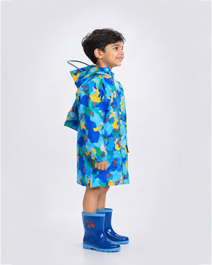 Little Surprise Box Blue Car Print Raincoat | The Mom Store - S Kids Raincoat