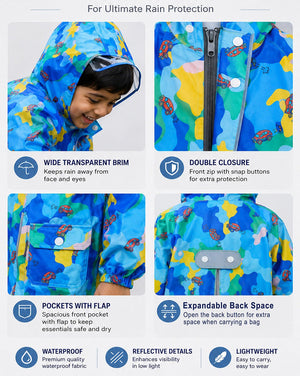 Little Surprise Box Blue Car Print Raincoat | The Mom Store - S Kids Raincoat