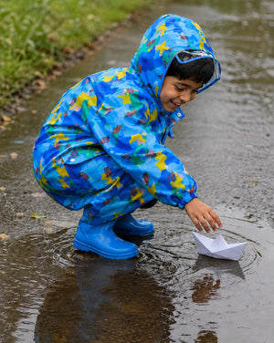 Little Surprise Box Blue Car Print Raincoat | The Mom Store - S Kids Raincoat