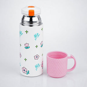 Little Surprise Box Blue Checks Stainless Steel Thermos Water Bottle - Pink Water Bottle