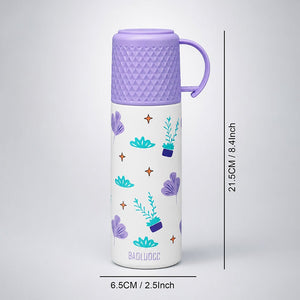 Little Surprise Box Blue Checks Stainless Steel Thermos Water Bottle - Purple Water Bottle